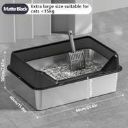 KEMORELA Stainless Steel Cat Litter Box with Plastic Pan  XL High-Sided Rectangle Litter Tray for Multiple and Large Cats
