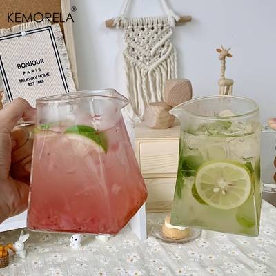 KEMORELA 4/6pcs Juice Cup with Handle  Stylish Glass Cups for Coffee, Milk, and Afternoon Tea