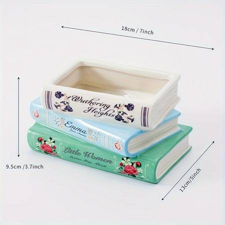 1pc Creative Three-layer Ceramic Book Vase  A Timeless Vintage Accent for Your Home