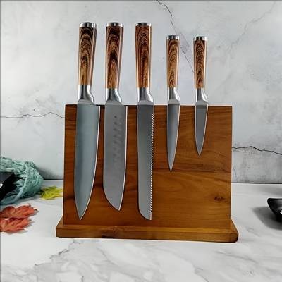 1pc Acacia Wood Double-sided Magnetic Holder  A Simple and Elegant Essential for Your Kitchen