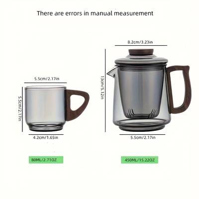 1set Luxury Smoke Grey Glass Tea Set  Elegant and Functional Teapot and Cup Set for Family Use and Special Occasions