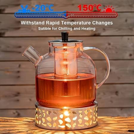 50oz Large Glass Teapot Set with Removable Stainless Steel Infuser  Perfect for Tea, Coffee, and Floral Brews