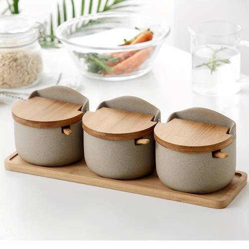 2/3pcs/set Seasoning Pot Set  Elegant Ceramic Spice Storage for Your Kitchen