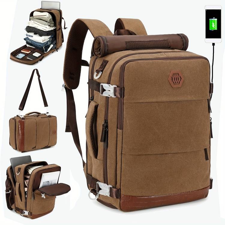 Laptop Backpack 40L Flight Approved Carry-On Backpack with USB Charging Port and Shoe Compartment