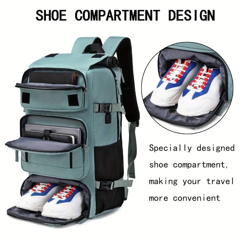 Mens Travel Backpack  Womens Carry-On Daypack for Hiking & Outdoor Sports with Shoe Compartment