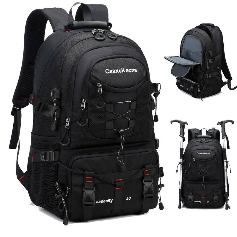 CASAKECNA Large 40L Travel Backpack with Laptop Compartment  Durable and Functional Backpack for Hiking, Camping, and Travel