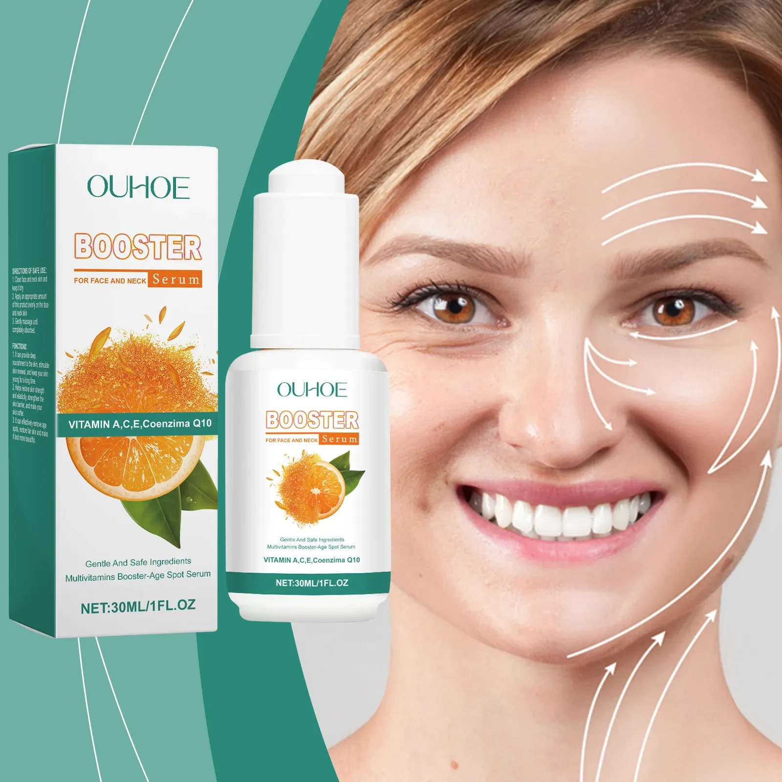 OUHOE Booster Serum  Vitamin A, C, E, Coenzyme Q10 for Face and Neck
