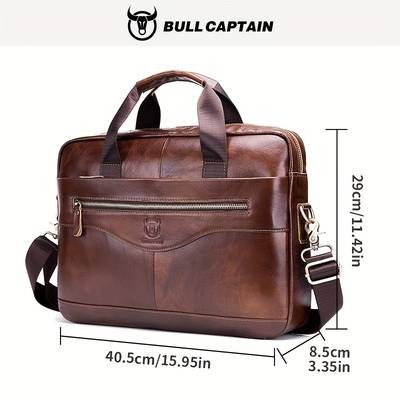 BULLCAPTAIN Men's Genuine Leather Backpack & Handbag  Multi-Functional, Large Capacity Cowhide Satchel for Business & Travel