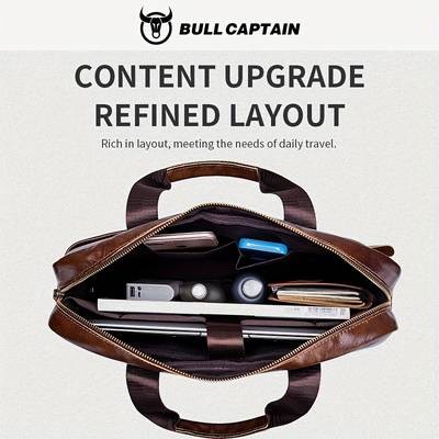 BULLCAPTAIN Men's Genuine Leather Backpack & Handbag  Multi-Functional, Large Capacity Cowhide Satchel for Business & Travel