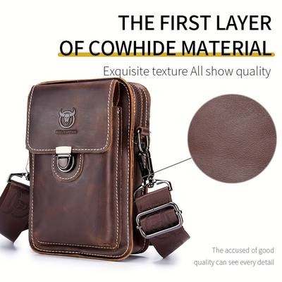 BULLCAPTAIN Mens Multi-Functional Large-Capacity Messenger Bag  Retro-Inspired, Casual Business Bag for Mobile & Essentials