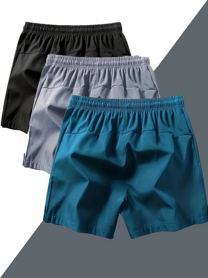 3pcs Mens Quick-Dry Athletic Shorts with Adjustable Drawstring Waist  Lightweight, Durable Workout Shorts for Training, Running, & Beach
