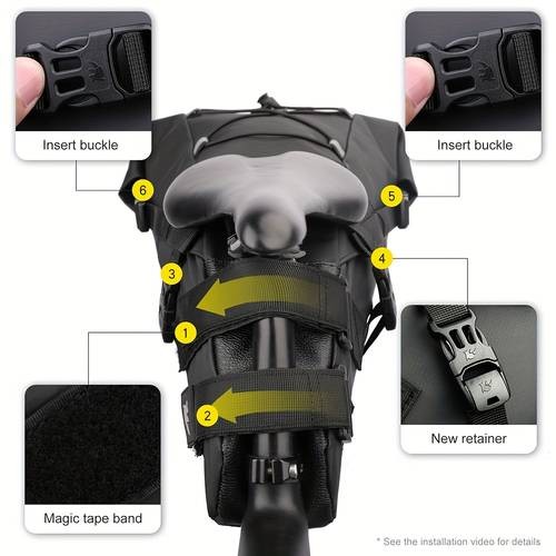 Rhinowalk Large Capacity 10L-13L Heavy-Duty Bicycle Saddle Bag  Durable Bike Pannier with Reflective Strap & Adjustable Straps