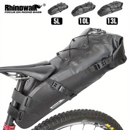 Rhinowalk Large Capacity Bicycle Saddle Bag 5L-10L-13L Tail Bag with Reflective Straps & Adjustable Mounting Points
