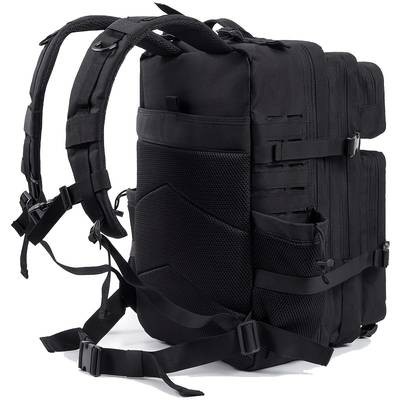 45L Tactical Backpack for Men  Molle Outdoor Daypack with Bottle Holder, Durable Oxford Cloth, Black Rucksack for Hiking & Tactical Use