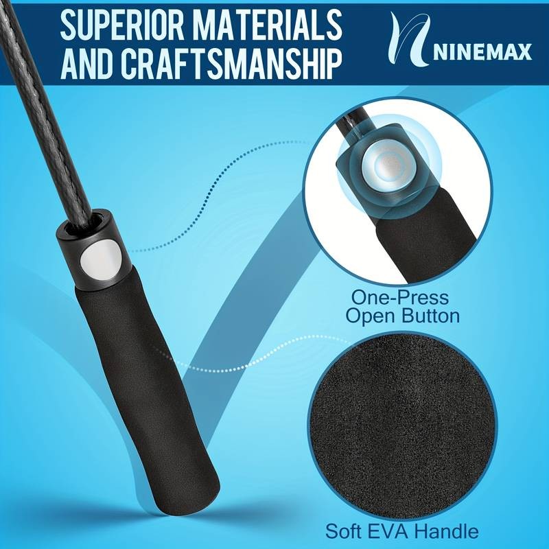 NINEMAX Oversized Double-Layer Golf Umbrella  157.48cm Automatic Open, 8-Rib Glass Fiber Frame, Double Canopy Vented Design