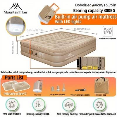 Mountainhiker Air Cushion Outdoor Portable Fully Automatic Sleeping Pad Self-Inflating for Camping, 2-3 People Capacity