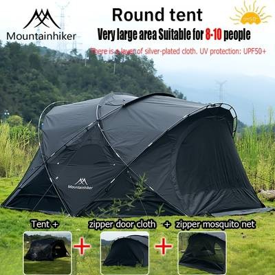 Mountainhiker 8-Person Round Tent with Chimney Vent  UV Protection, All-Season Windproof Design for Family Camping