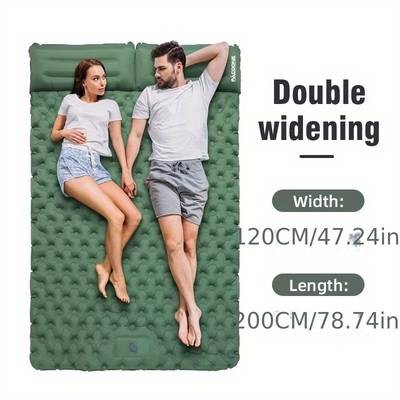 PACOONE Double Sleeping Pad Camping Mattress  Extra Thick Queen Tent Mattress for 2 People with Foot Pump