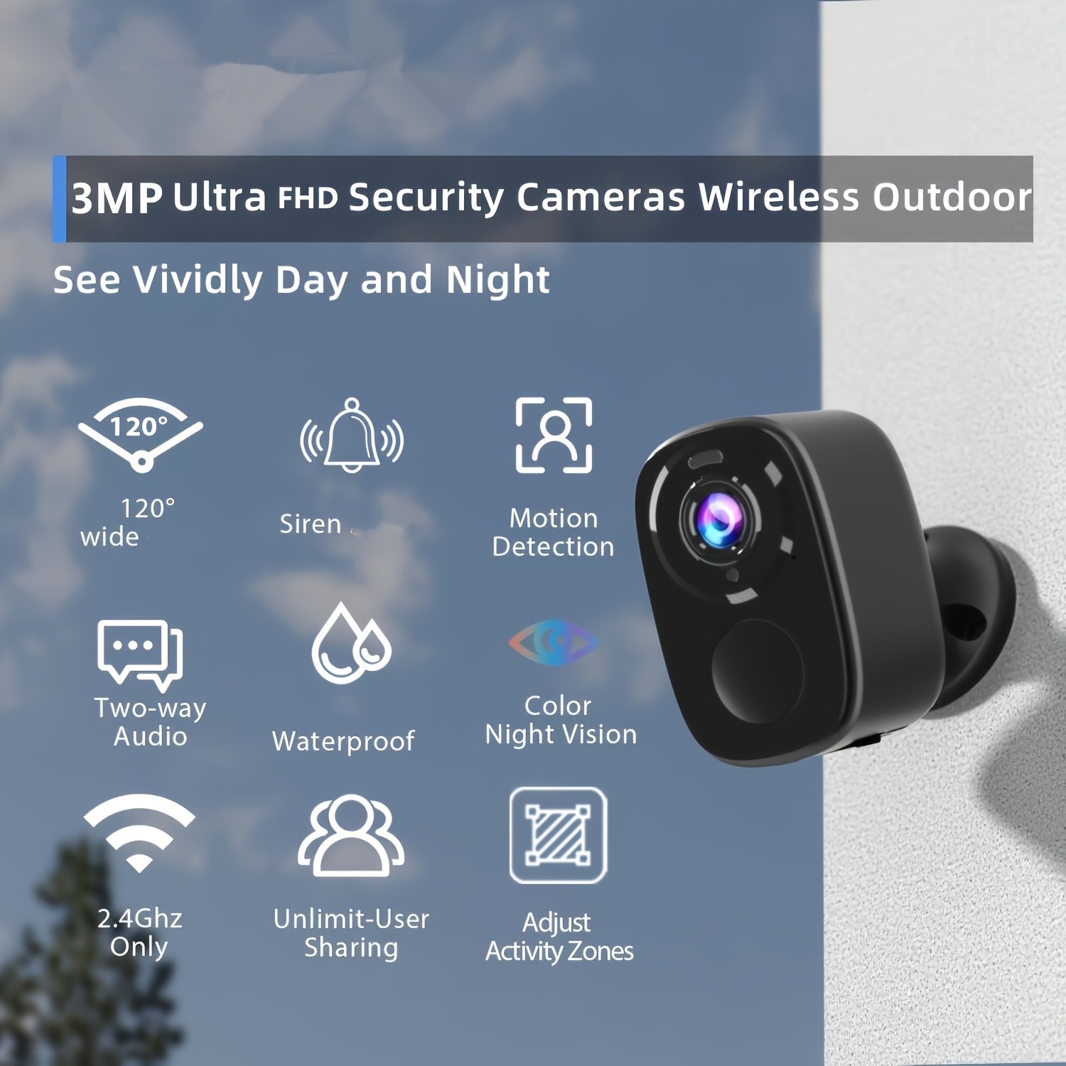 4 Pack Black Security Cameras Wireless Outdoor/Indoor