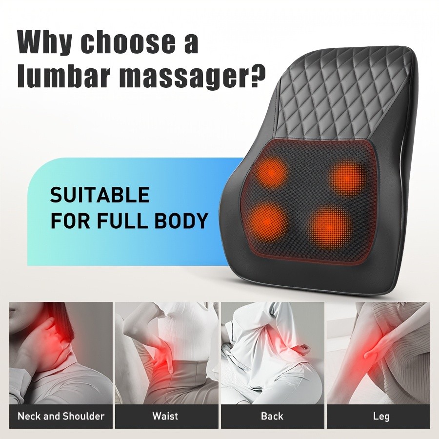 Back Massager with Heat  3D Kneading Massage Pillow for Neck, Back, Shoulder, and Legs