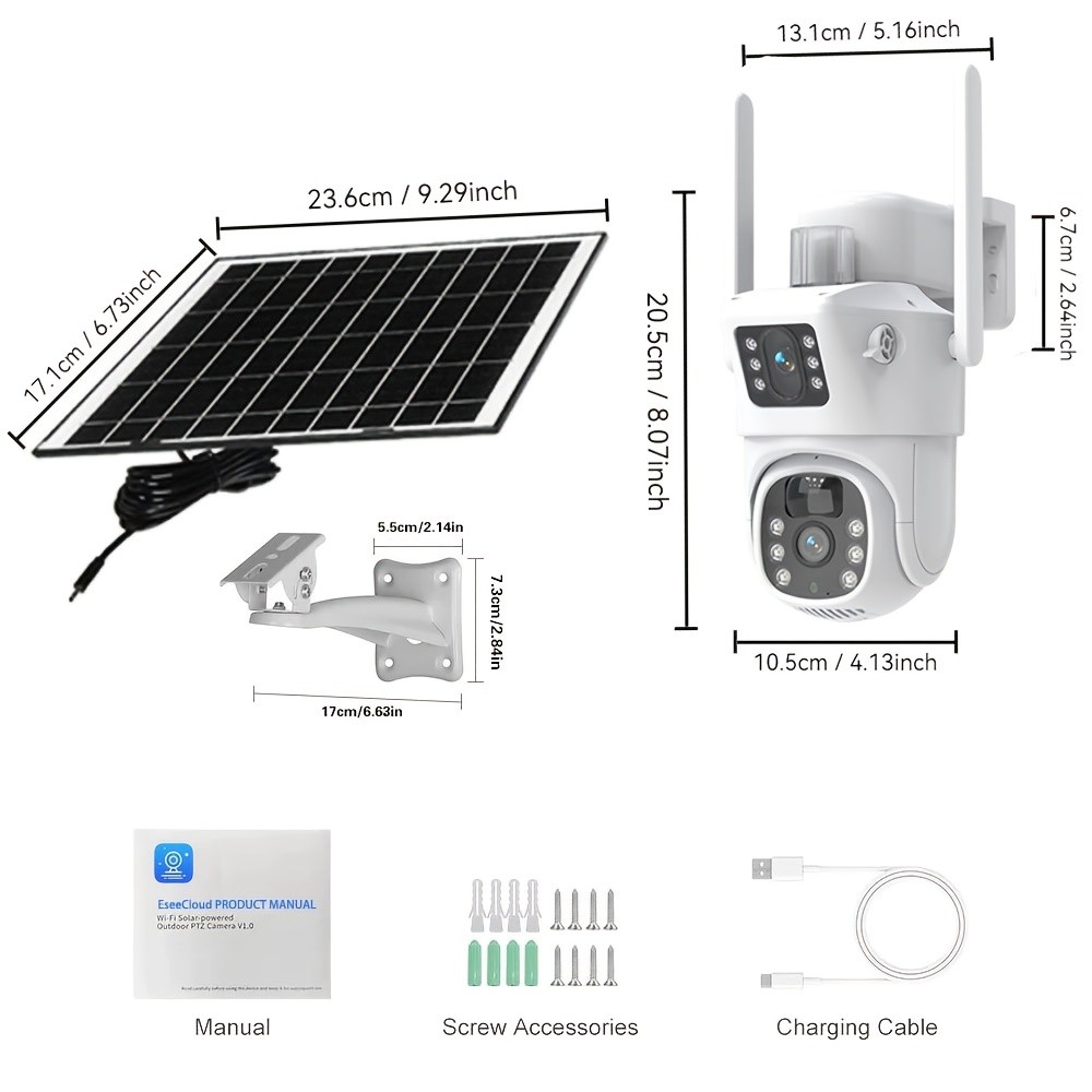 MvpSecam 4K 8MP Dual Lens PTZ Solar Security Camera