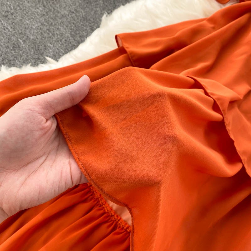 Flare Neck Cake Dress Sexy Backless