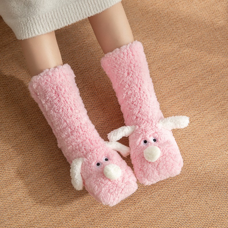 Cute Cartoon Dog Floor Socks  Cozy, Non-Slip Winter Warmth