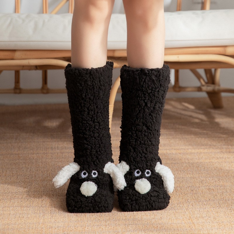 Cute Cartoon Dog Floor Socks  Cozy, Non-Slip Winter Warmth