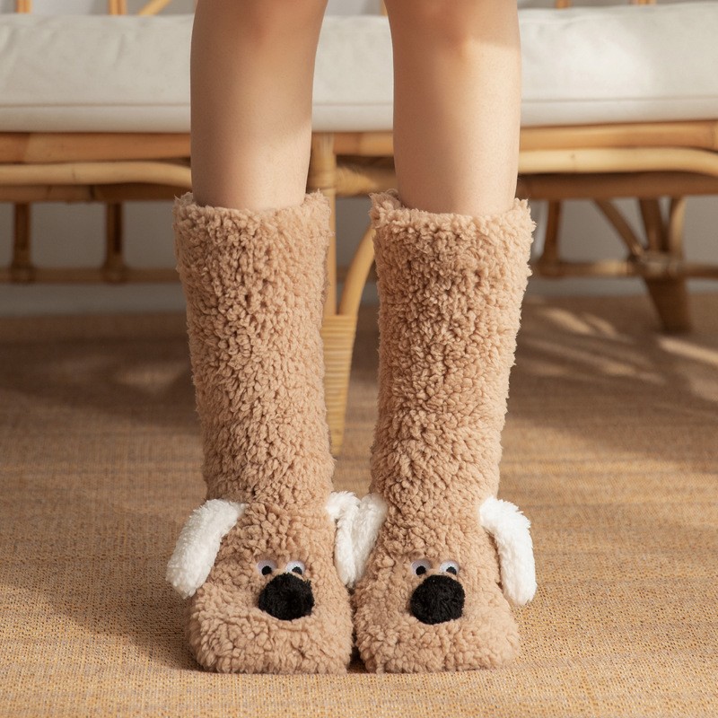 Cute Cartoon Dog Floor Socks  Cozy, Non-Slip Winter Warmth