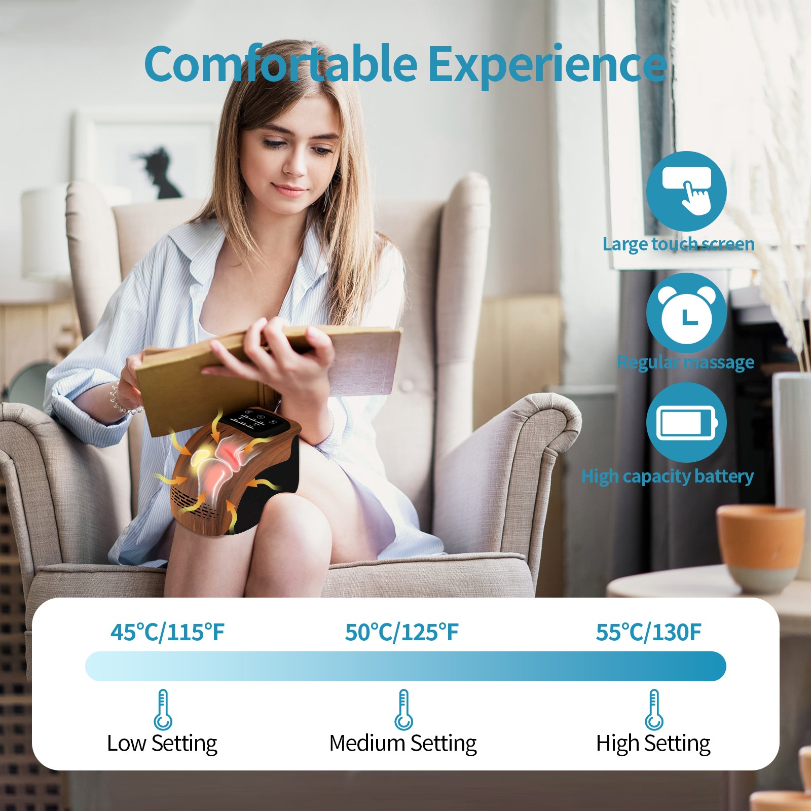 Intelligent Knee Massager  Rechargeable, Heating, and Pain Relief for Home Use