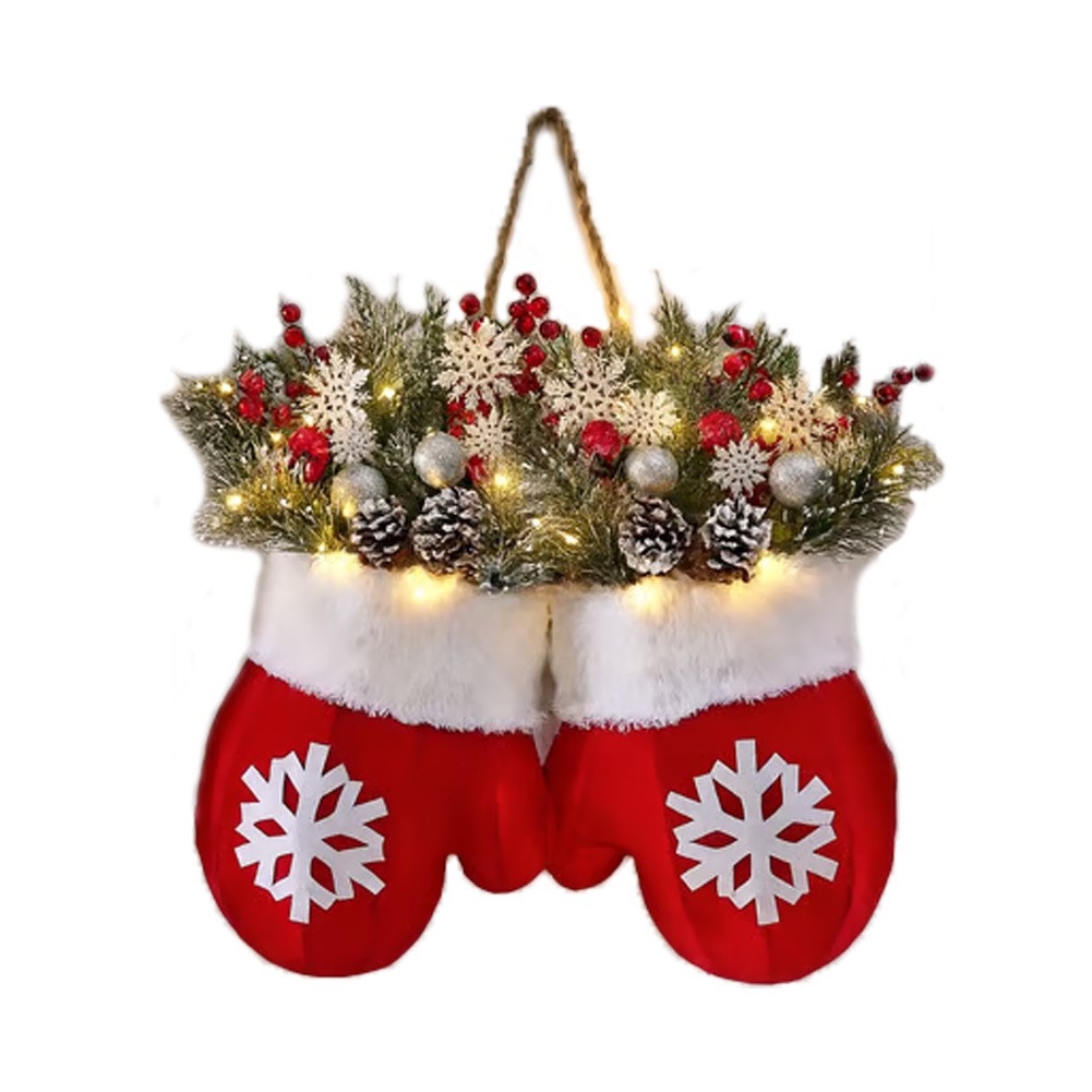 Christmas Garland  Creative Glove Shaped Simulated Flower Wreath for Festive Decor