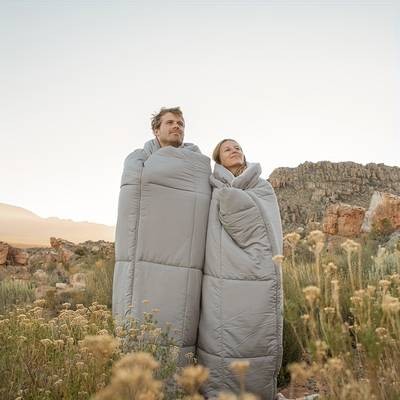 NATUREHIKE Dual Person Sleeping Bag with Pillow  Rectangular Down Insulated Sleeping Bag for Couples