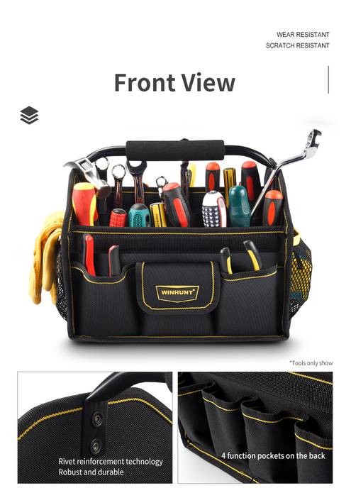WINHUNT Electrician Tool Bag  Strong, Durable Canvas Bag for Maintenance & Carpentry