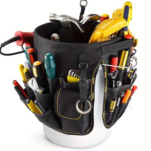 WINHUNT Heavy-Duty Bucket Tool Organizer  Portable Storage with Multiple Compartments for DIY, Carpentry, Plumbing, and More