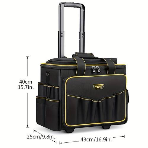 WINHUNT 43.18 cm Heavy-Duty Tool Bag with Telescoping Rubber Handle & 360 Spinner Wheels