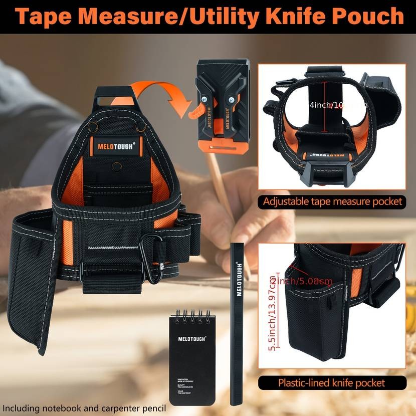 MELOTOUGH Tape Measure Pouch/Utility Knife Pouch  Convenient and Durable Tool Belt Pouch