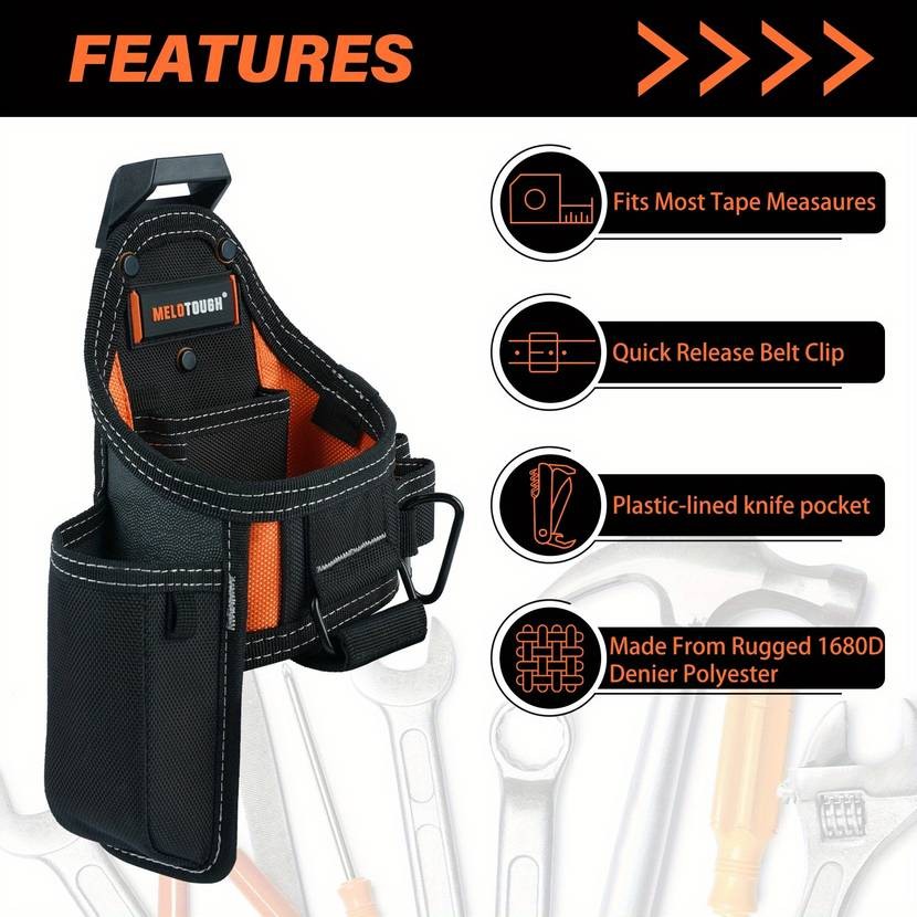 MELOTOUGH Tape Measure Pouch/Utility Knife Pouch  Convenient and Durable Tool Belt Pouch