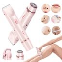 2 In 1 Bikini Trimmer For Women Dual Head Cordless Body Shaver IPX5 Waterproof Rechargeable Pubic Hair Razor Wet And Dry Use For Bikini Underarm Leg Arm Body Face