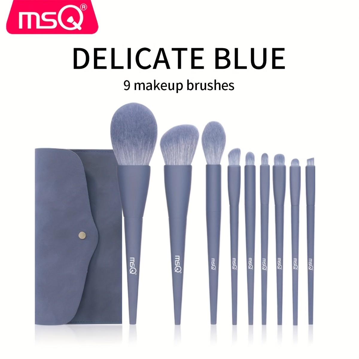 MSQ 9pcs Slate Blue Makeup Brush Set