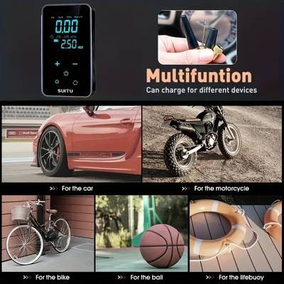 Suitu Portable Cordless Tire Inflator with Digital Pressure Gauge & LED Light  Quick and Efficient Tire Inflation for Every Emergency