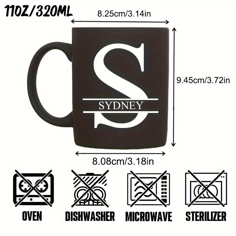 G MUGS 11oz Personalized Black Ceramic Coffee Mug