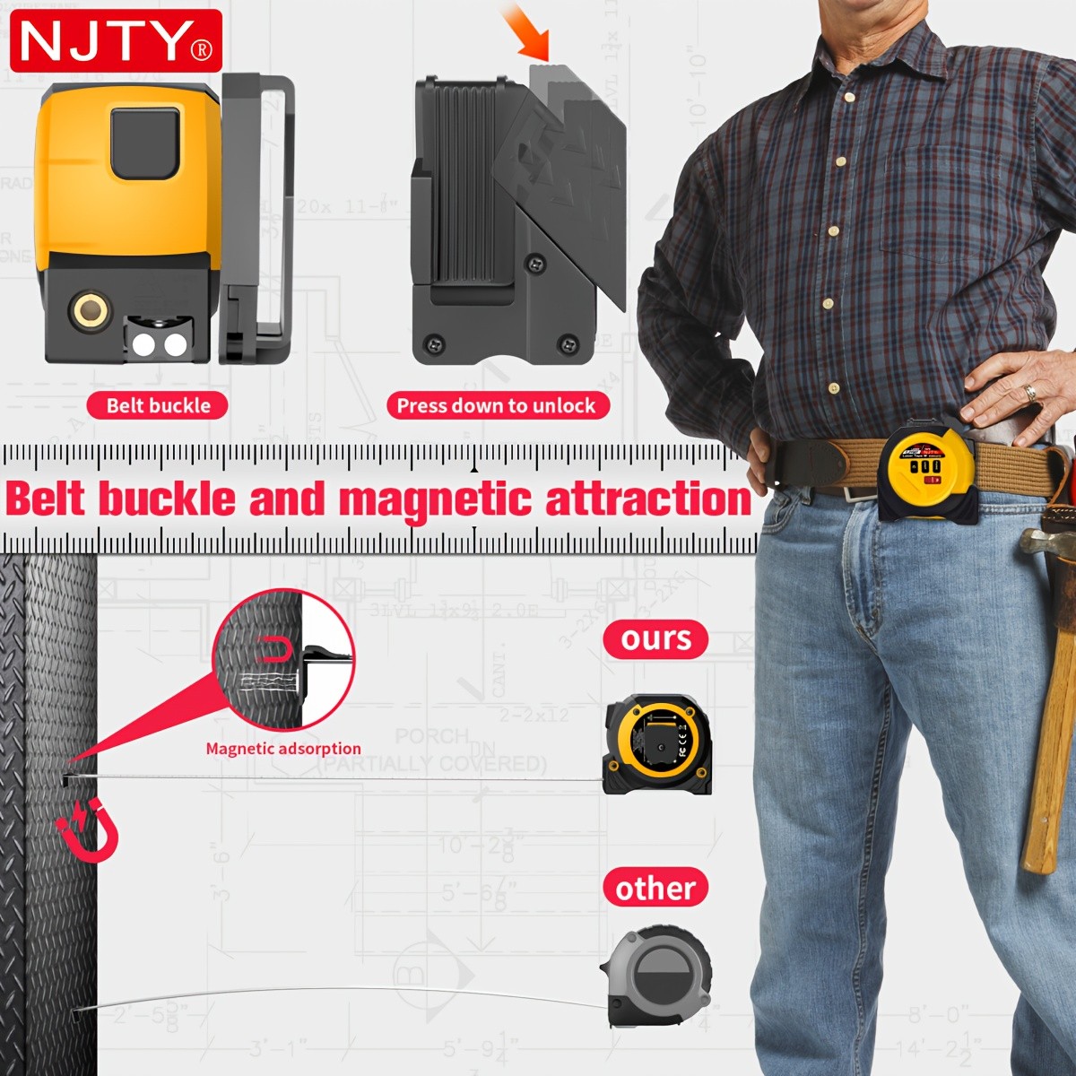 NJTY 3-in-1 Laser Tape Measure CJY007