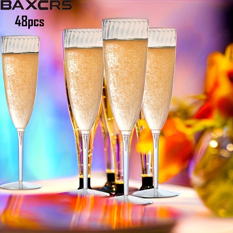 BAXCRS 48pcs Elegant Plastic Champagne Flute Cups