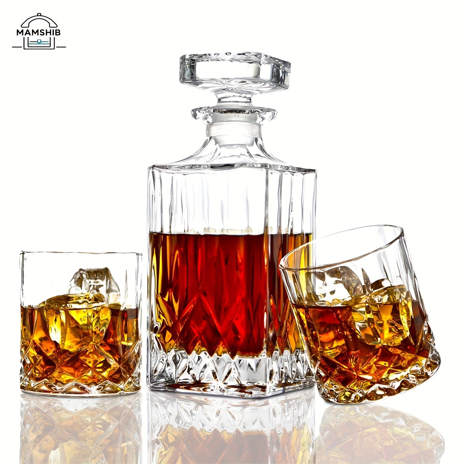 MAMSHIB 3pcs Whiskey Decanter Set