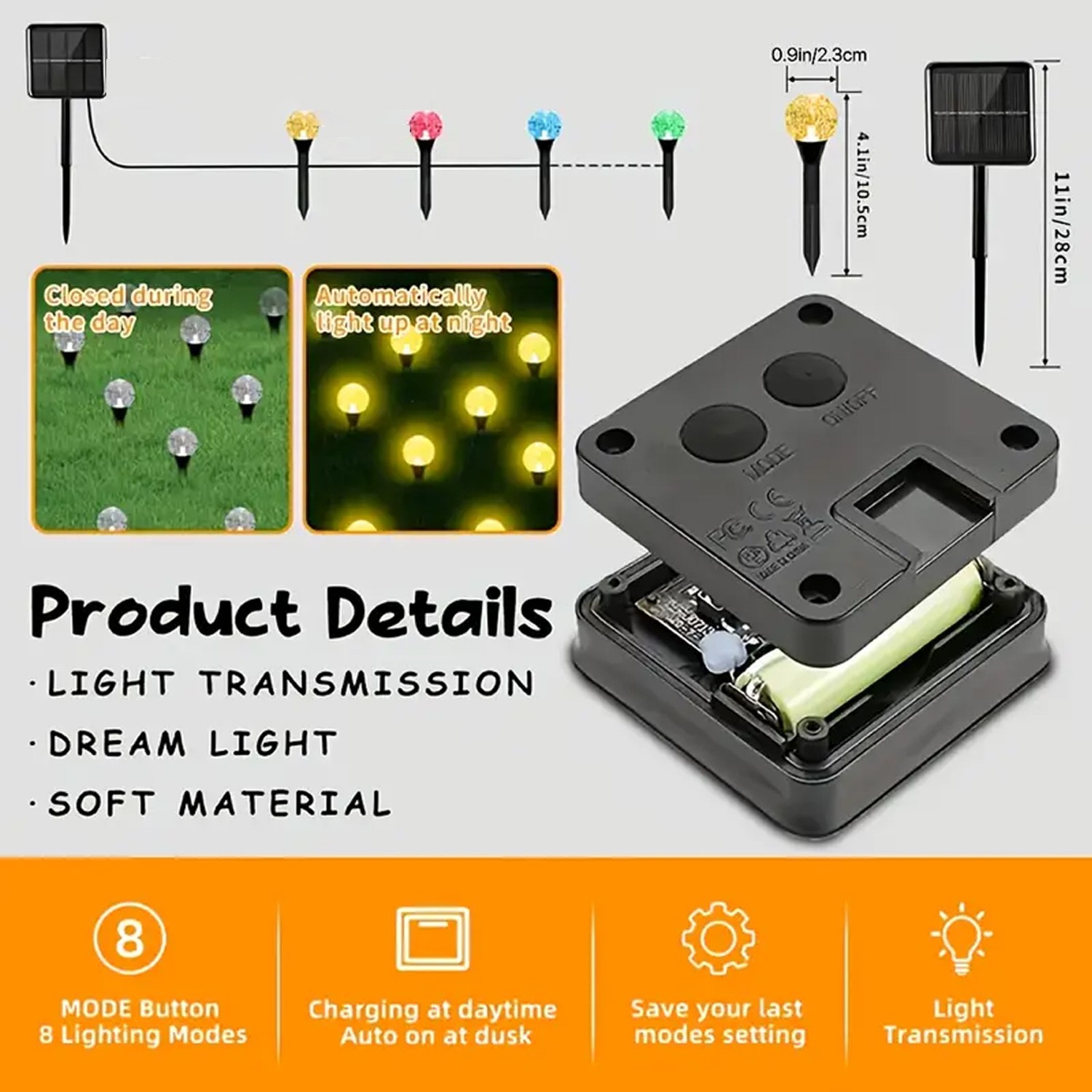 AIPUSI 40/20 LED Solar Bubble Crystal Ball Path Lights