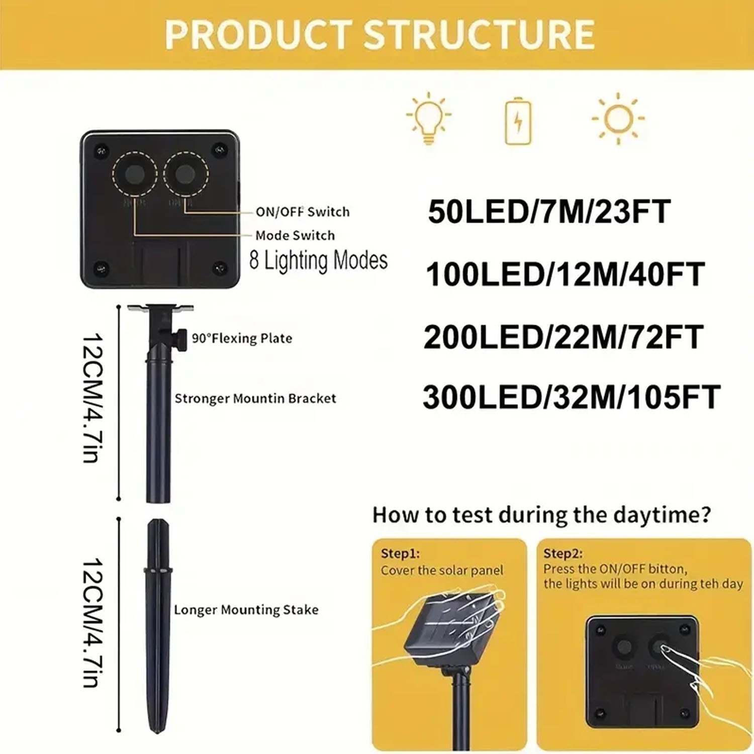 AIPUSI Solar LED Christmas Lights with 8 Lighting Modes