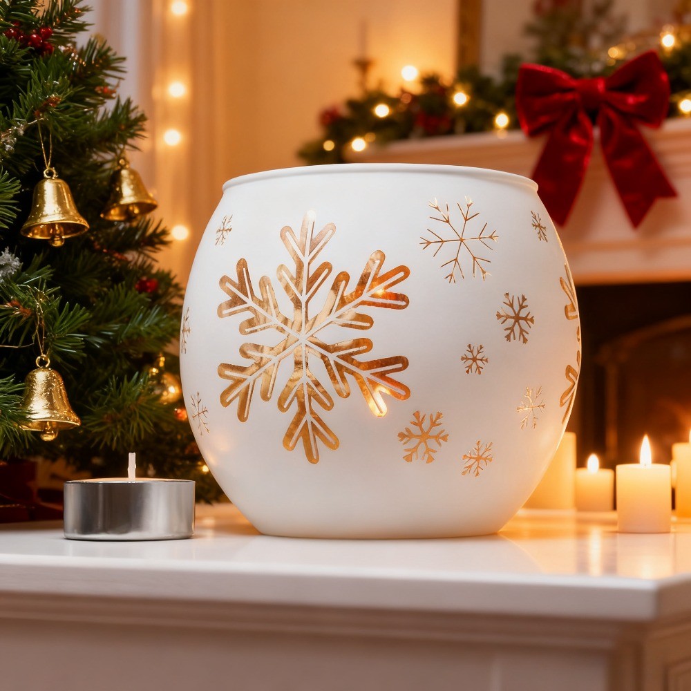 2pcs Snowflake Pattern Modern Glass Candle Holders