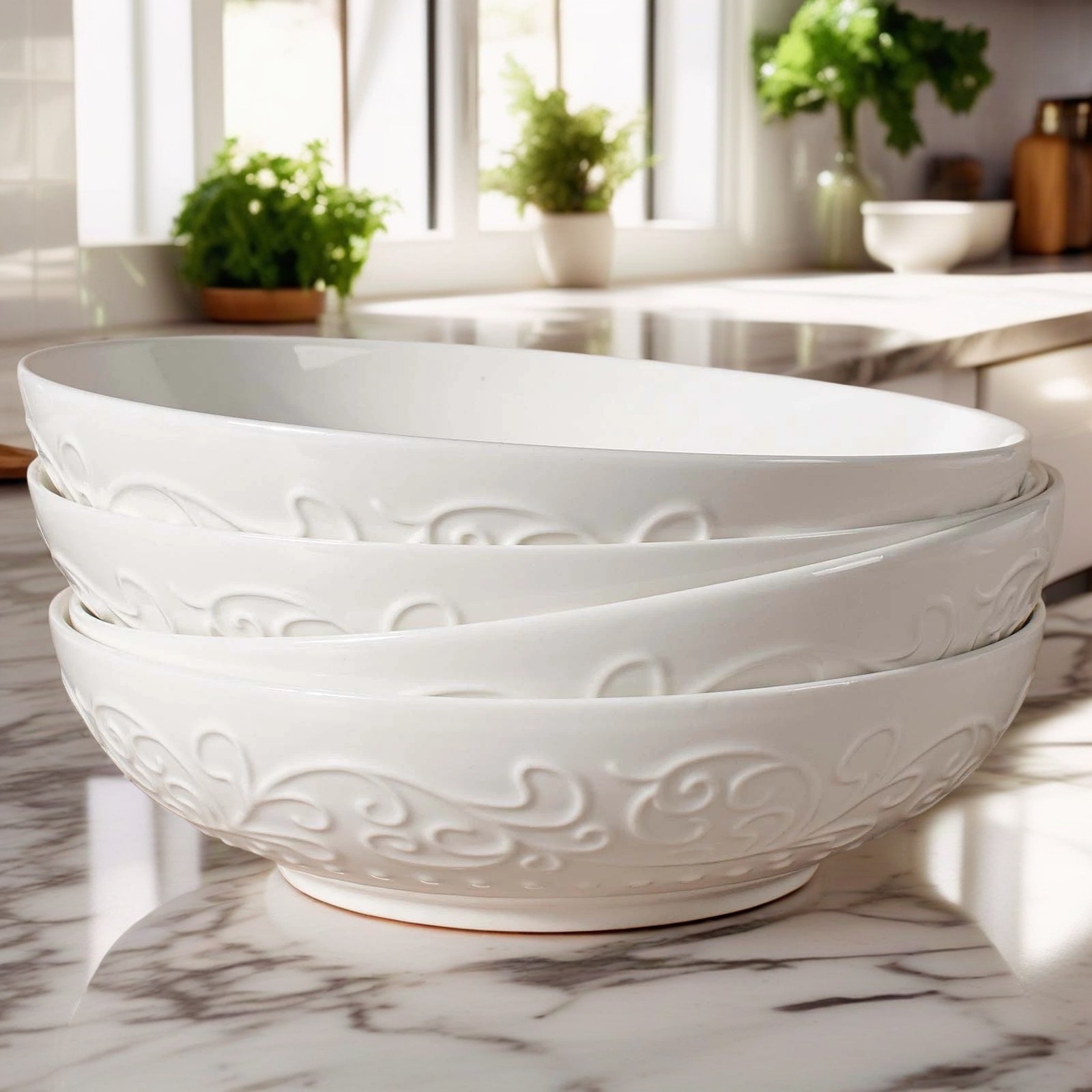 ARTENA 4pcs Floral Ceramic Bowls Set