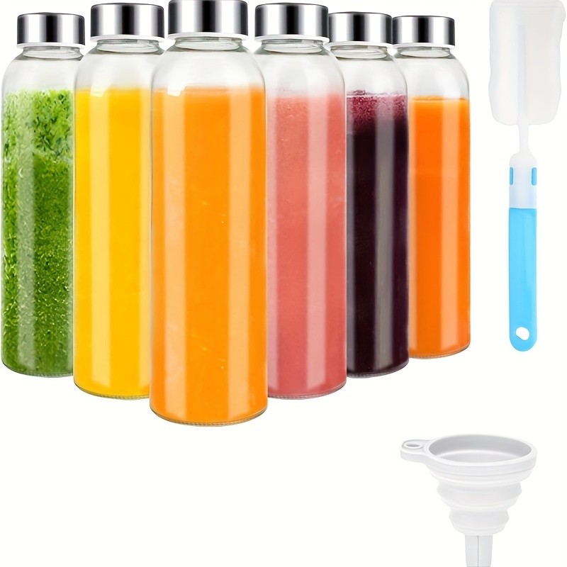 Grinkwell 6pcs 18oz Transparent Glass Bottles