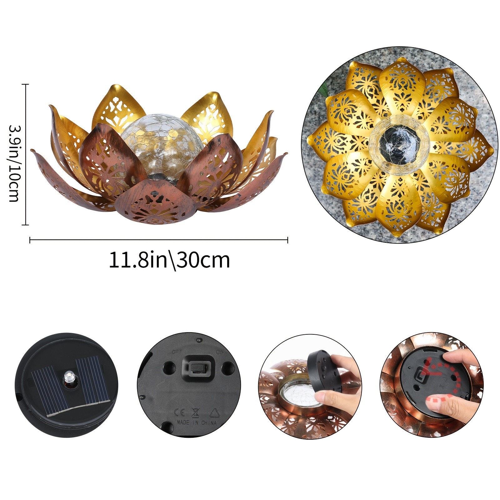 OTDECOR 1pc Solar Outdoor Lotus Statue Light